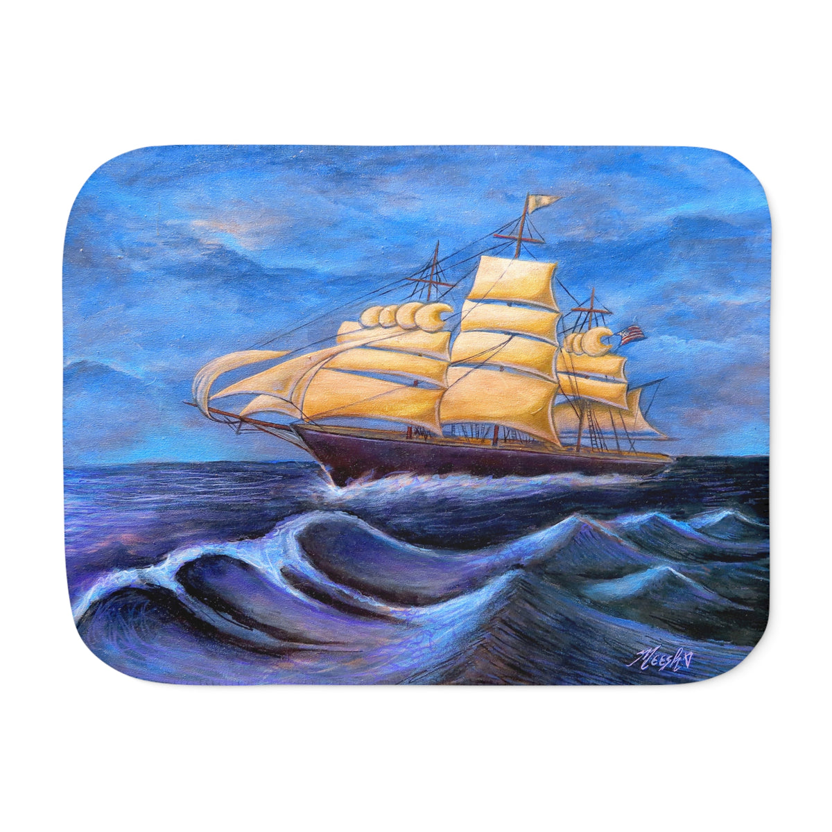 Whimsical Wavehopper Seafarer's Favorite Sherpa Blanket