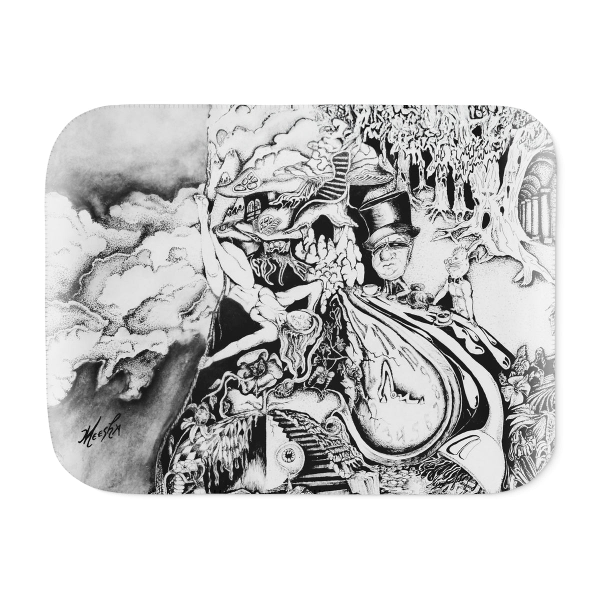 Colorful and Cozy Alice In Blunderland Super Snuggly Sherpa Blanket