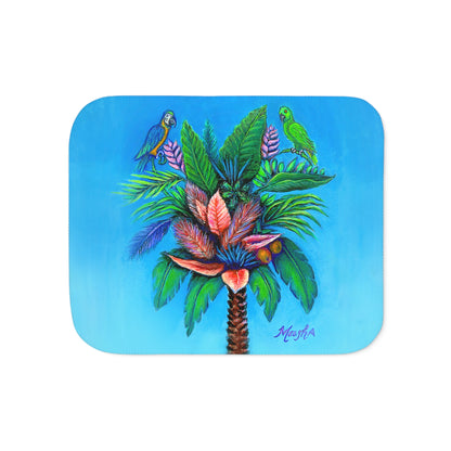 Colorful and Cozy Palm Tree of Life Favorite Sherpa Blanket