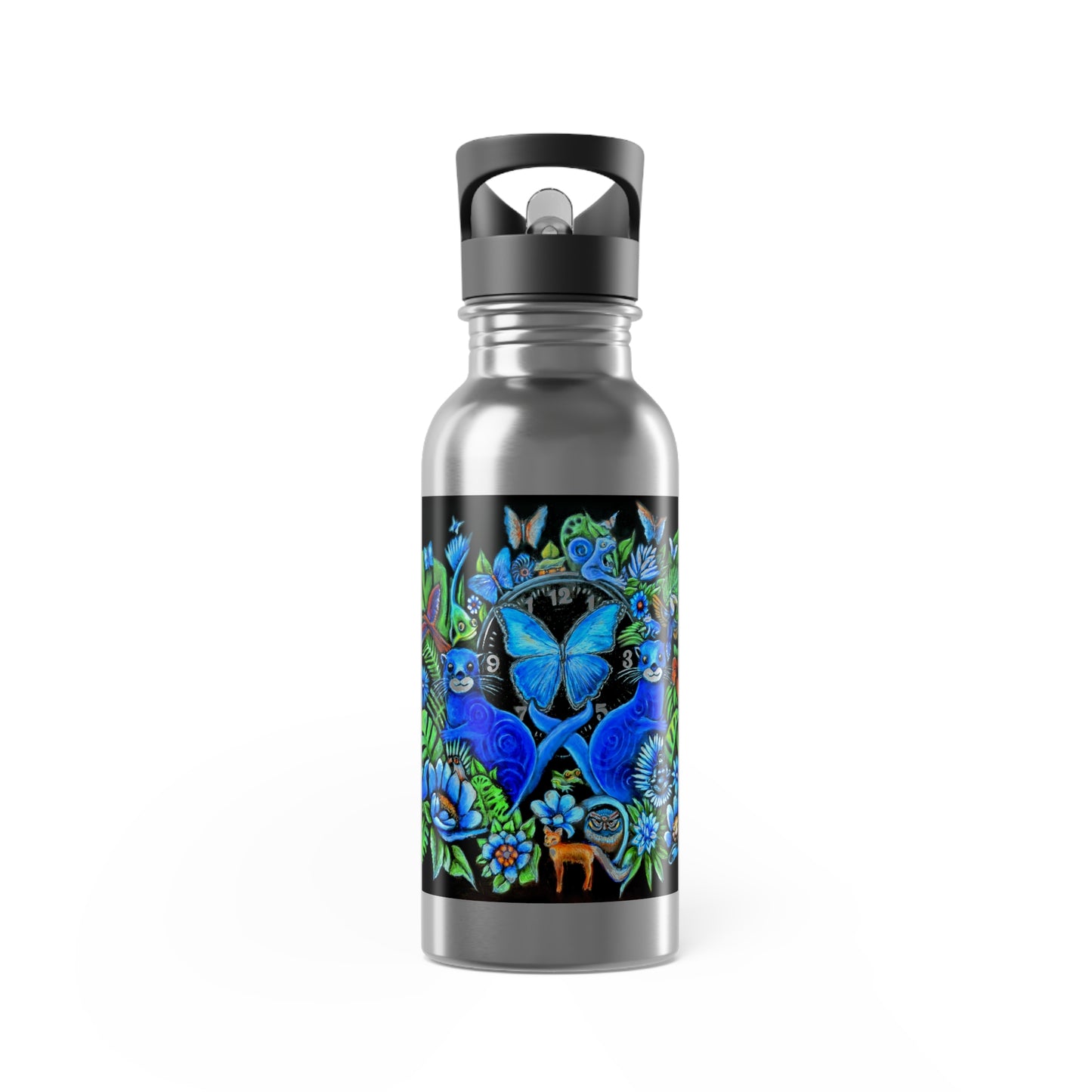 "Out of time" Stainless Steel 20 oz Water Bottle With Straw