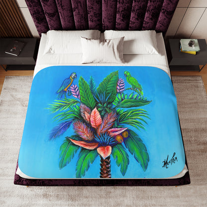 Colorful and Cozy Palm Tree of Life Favorite Sherpa Blanket