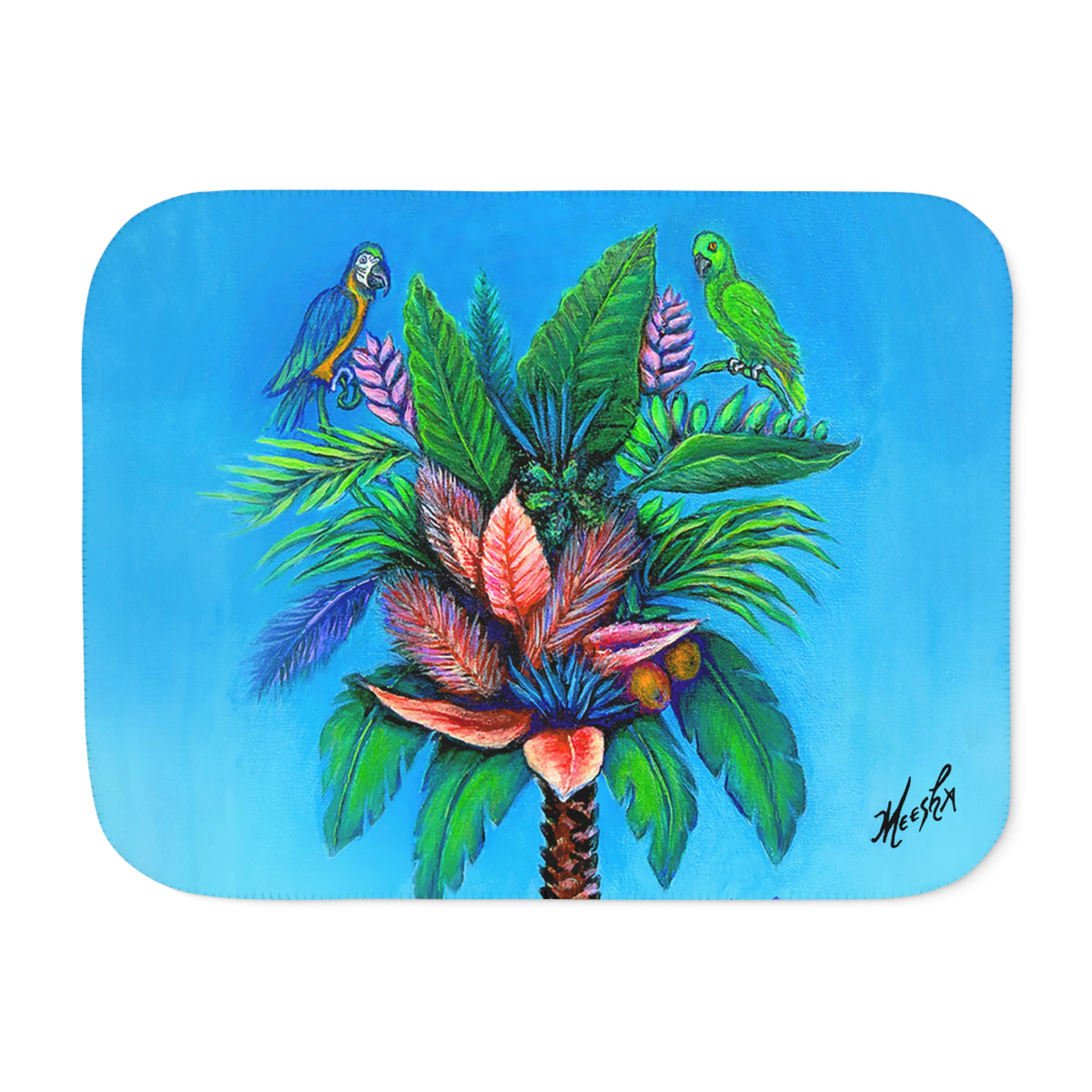 Colorful and Cozy Palm Tree of Life Favorite Sherpa Blanket