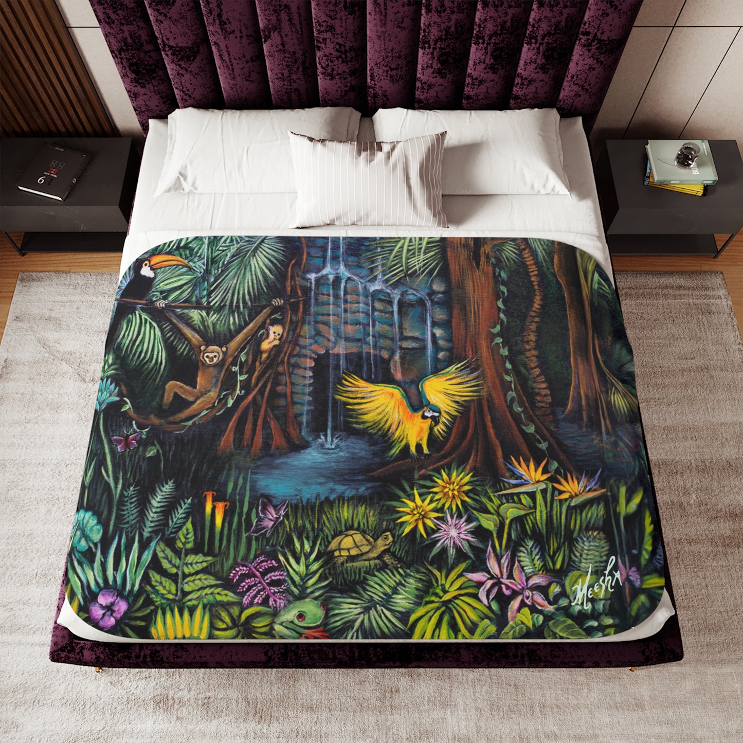 Colorful and Cozy Amazonia Favorite Sherpa Blanket