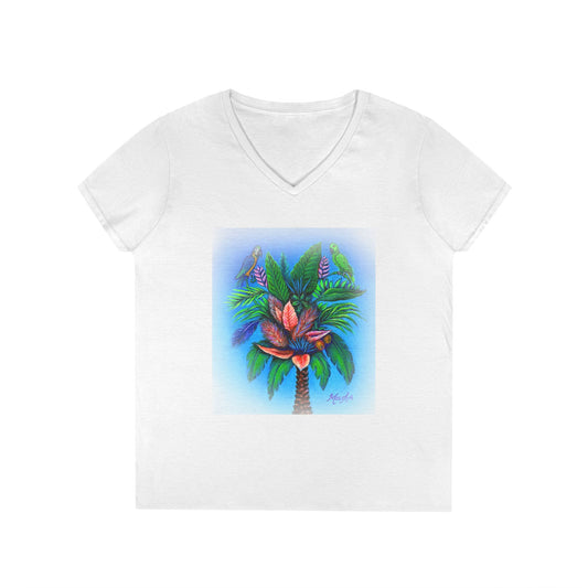 Palm Tree of Life Ladies' V-Neck T-Shirt