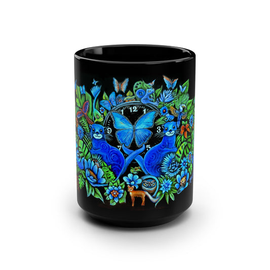 Out of Time Black Mug, 15oz