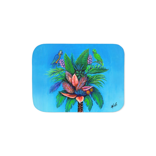 Colorful and Cozy Palm Tree of Life Favorite Sherpa Blanket