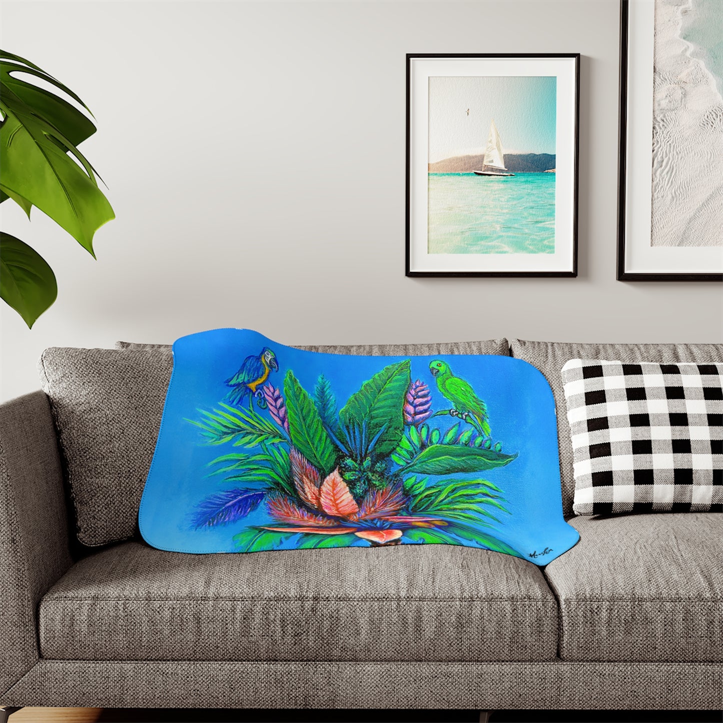 Colorful and Cozy Palm Tree of Life Favorite Sherpa Blanket